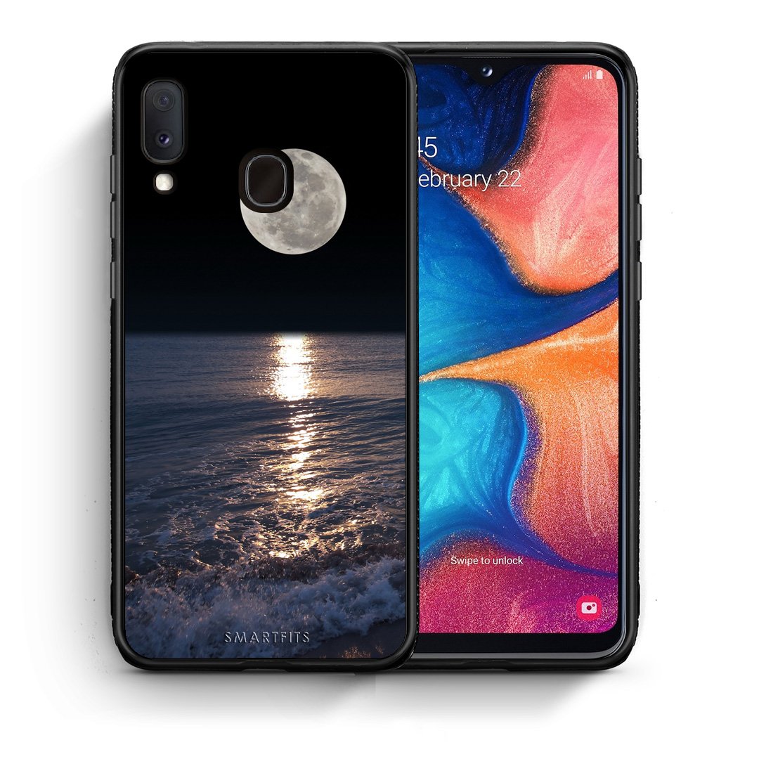 Θήκη Samsung Galaxy A30 Moon Landscape από τη Smartfits με σχέδιο στο πίσω μέρος και μαύρο περίβλημα | Samsung Galaxy A30 Moon Landscape case with colorful back and black bezels