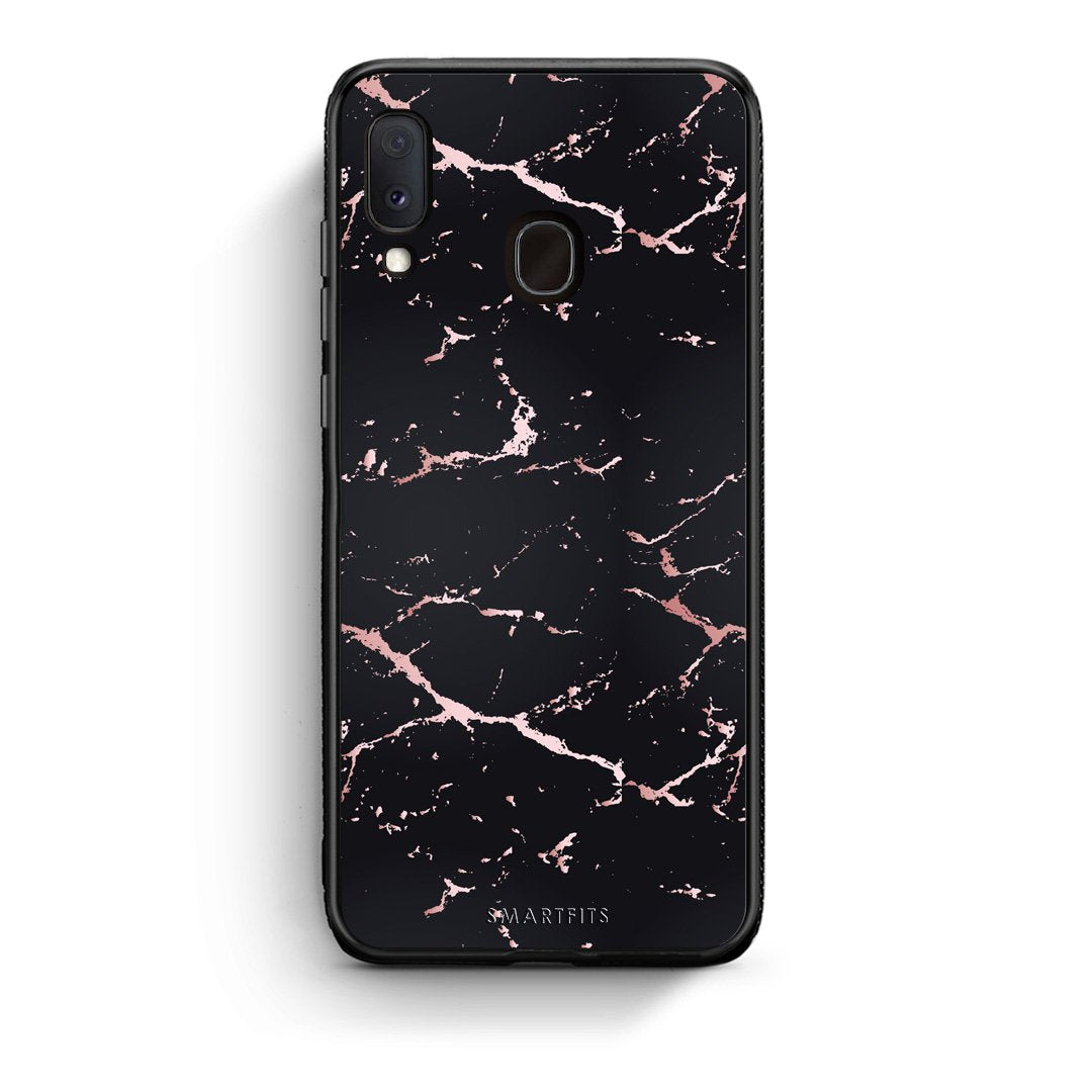 4 - Samsung A20e Black Rosegold Marble case, cover, bumper
