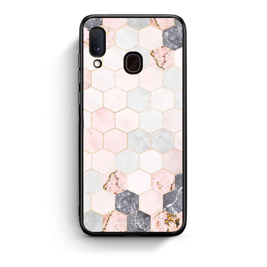 4 - Samsung A20e Hexagon Pink Marble case, cover, bumper