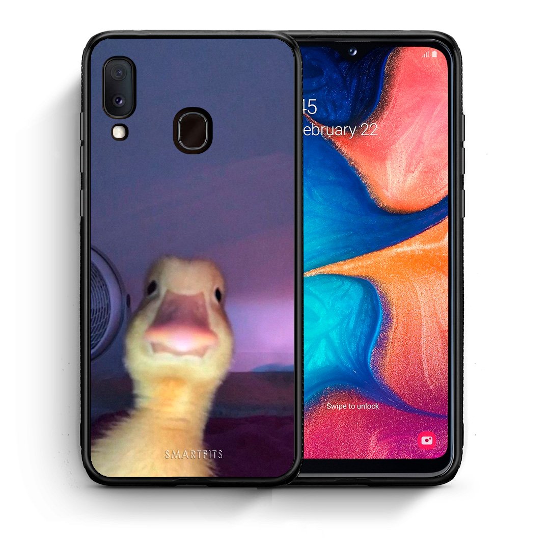Θήκη Samsung A20e Meme Duck από τη Smartfits με σχέδιο στο πίσω μέρος και μαύρο περίβλημα | Samsung A20e Meme Duck case with colorful back and black bezels