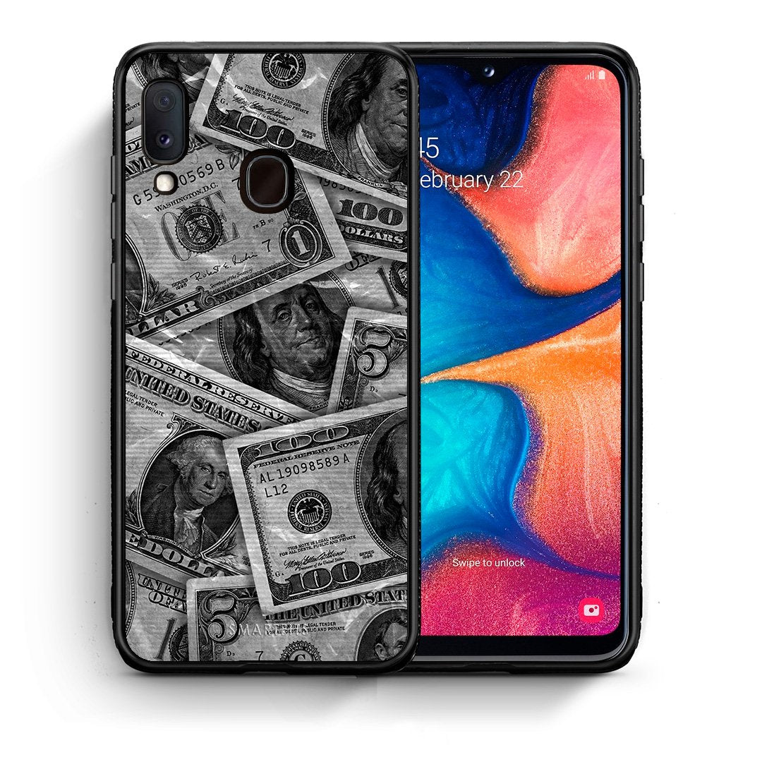 Θήκη Samsung Galaxy M20 Money Dollars από τη Smartfits με σχέδιο στο πίσω μέρος και μαύρο περίβλημα | Samsung Galaxy M20 Money Dollars case with colorful back and black bezels
