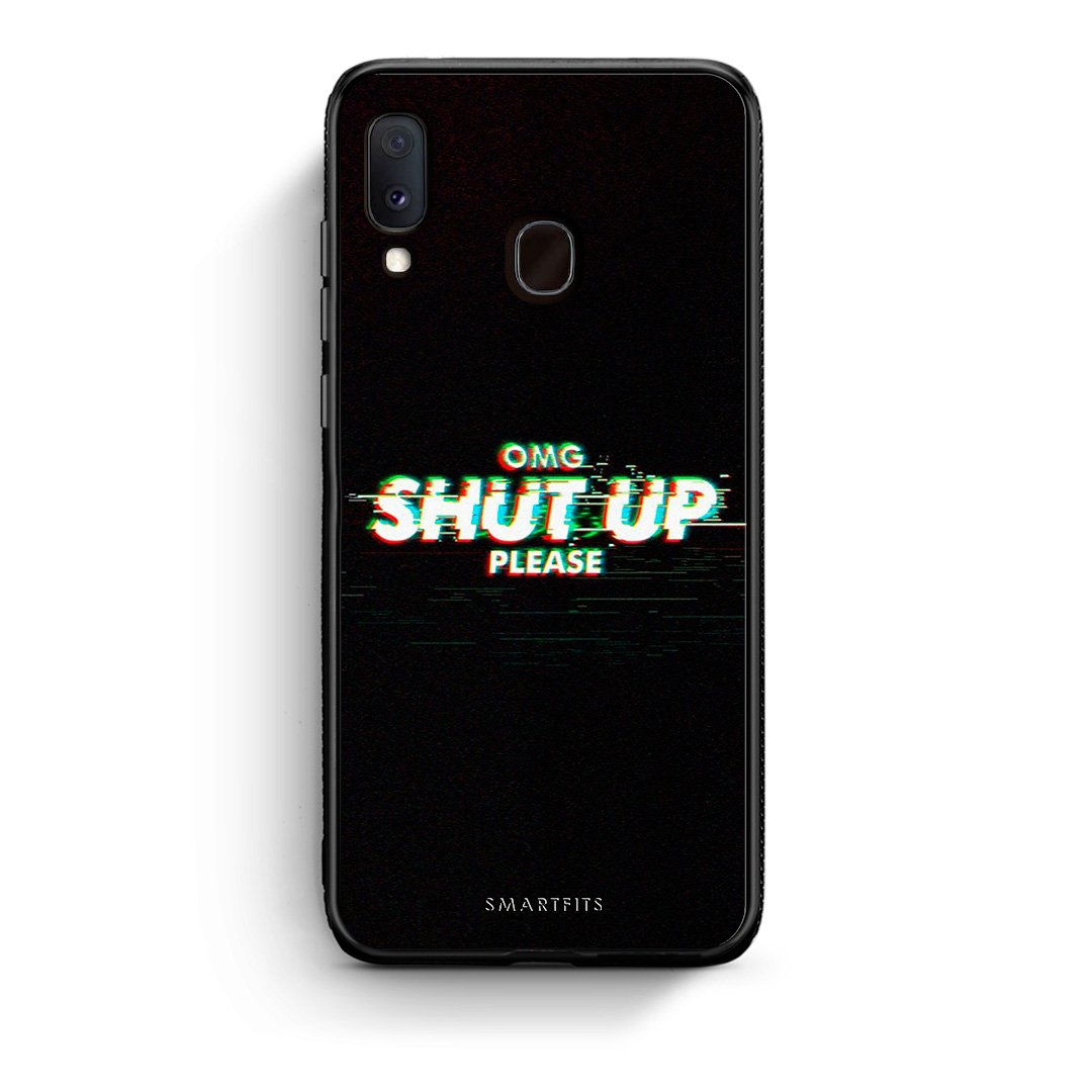 Samsung A20e OMG ShutUp θήκη από τη Smartfits με σχέδιο στο πίσω μέρος και μαύρο περίβλημα | Smartphone case with colorful back and black bezels by Smartfits