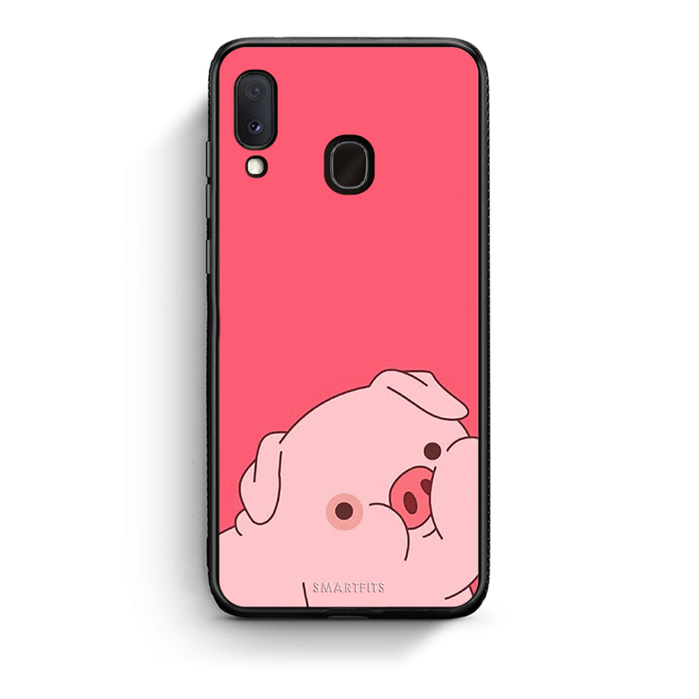 Samsung A20e Pig Love 1 Θήκη Αγίου Βαλεντίνου από τη Smartfits με σχέδιο στο πίσω μέρος και μαύρο περίβλημα | Smartphone case with colorful back and black bezels by Smartfits