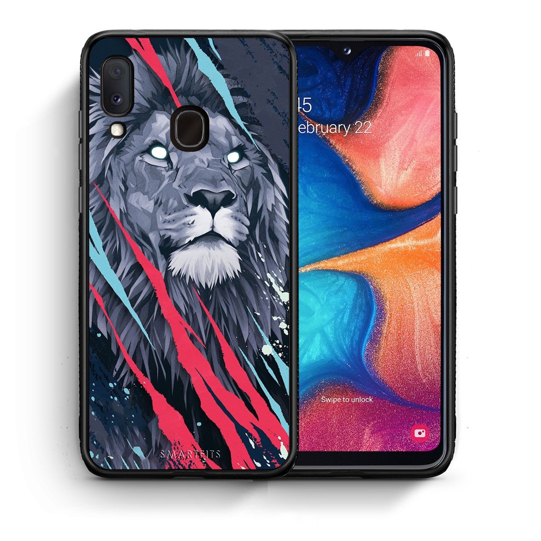 Θήκη Samsung Galaxy A30 Lion Designer PopArt από τη Smartfits με σχέδιο στο πίσω μέρος και μαύρο περίβλημα | Samsung Galaxy A30 Lion Designer PopArt case with colorful back and black bezels