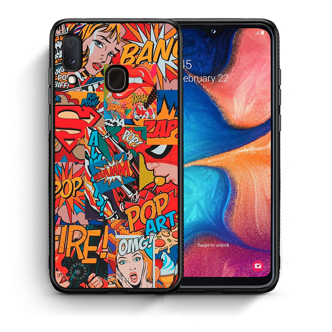 Θήκη Samsung A20e PopArt OMG από τη Smartfits με σχέδιο στο πίσω μέρος και μαύρο περίβλημα | Samsung A20e PopArt OMG case with colorful back and black bezels