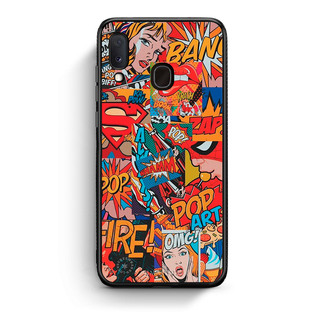 Samsung A20e PopArt OMG θήκη από τη Smartfits με σχέδιο στο πίσω μέρος και μαύρο περίβλημα | Smartphone case with colorful back and black bezels by Smartfits