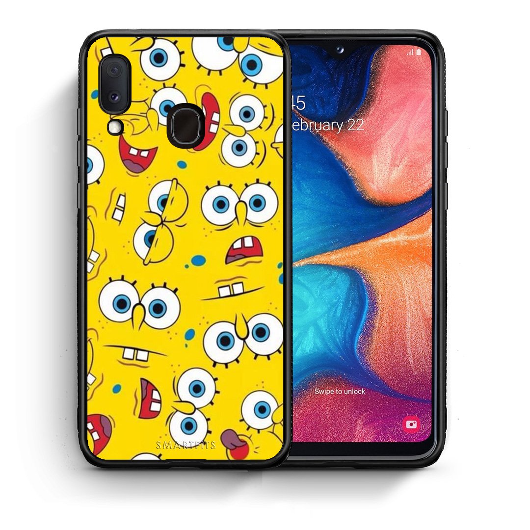 Θήκη Samsung Galaxy M20 Sponge PopArt από τη Smartfits με σχέδιο στο πίσω μέρος και μαύρο περίβλημα | Samsung Galaxy M20 Sponge PopArt case with colorful back and black bezels