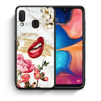 Thumbnail for Θήκη Samsung Galaxy A30 Red Lips από τη Smartfits με σχέδιο στο πίσω μέρος και μαύρο περίβλημα | Samsung Galaxy A30 Red Lips case with colorful back and black bezels