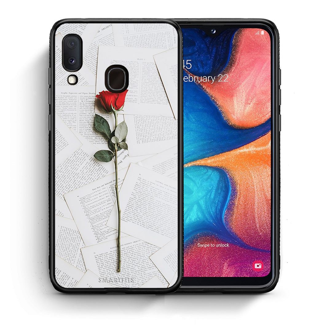 Θήκη Samsung Galaxy A30 Red Rose από τη Smartfits με σχέδιο στο πίσω μέρος και μαύρο περίβλημα | Samsung Galaxy A30 Red Rose case with colorful back and black bezels