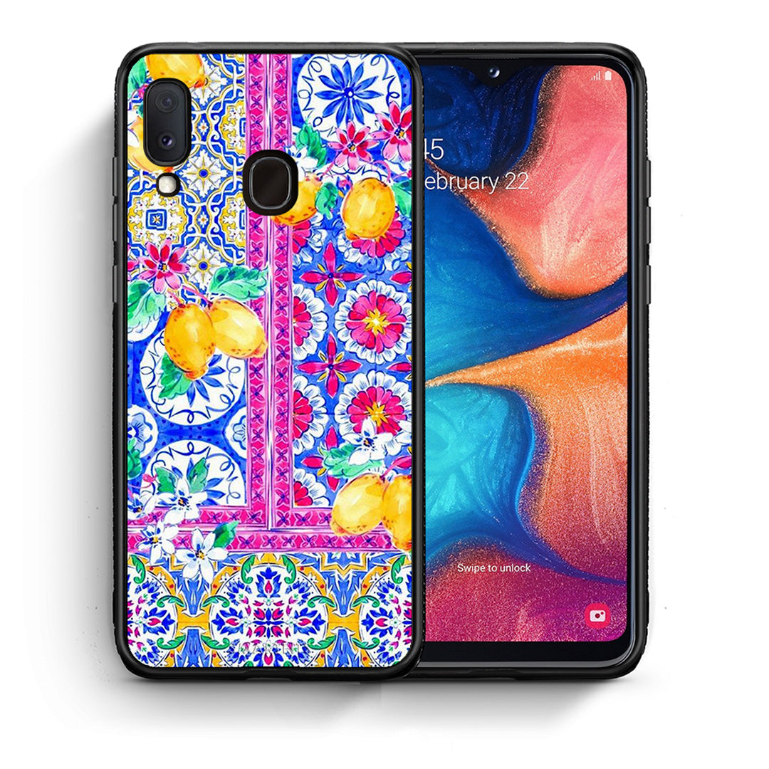 Θήκη Samsung Galaxy A30 Retro Spring από τη Smartfits με σχέδιο στο πίσω μέρος και μαύρο περίβλημα | Samsung Galaxy A30 Retro Spring case with colorful back and black bezels