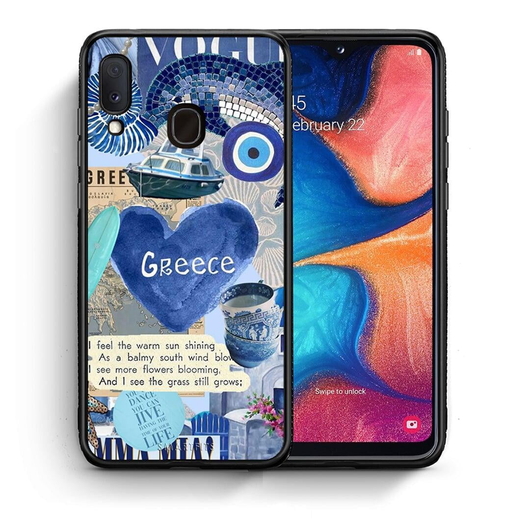 Θήκη Samsung Galaxy A30 Summer In Greece από τη Smartfits με σχέδιο στο πίσω μέρος και μαύρο περίβλημα | Samsung Galaxy A30 Summer In Greece case with colorful back and black bezels