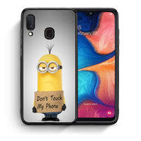Thumbnail for Θήκη Samsung A20e Minion Text από τη Smartfits με σχέδιο στο πίσω μέρος και μαύρο περίβλημα | Samsung A20e Minion Text case with colorful back and black bezels