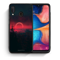 Thumbnail for Θήκη Samsung A20e Sunset Tropic από τη Smartfits με σχέδιο στο πίσω μέρος και μαύρο περίβλημα | Samsung A20e Sunset Tropic case with colorful back and black bezels