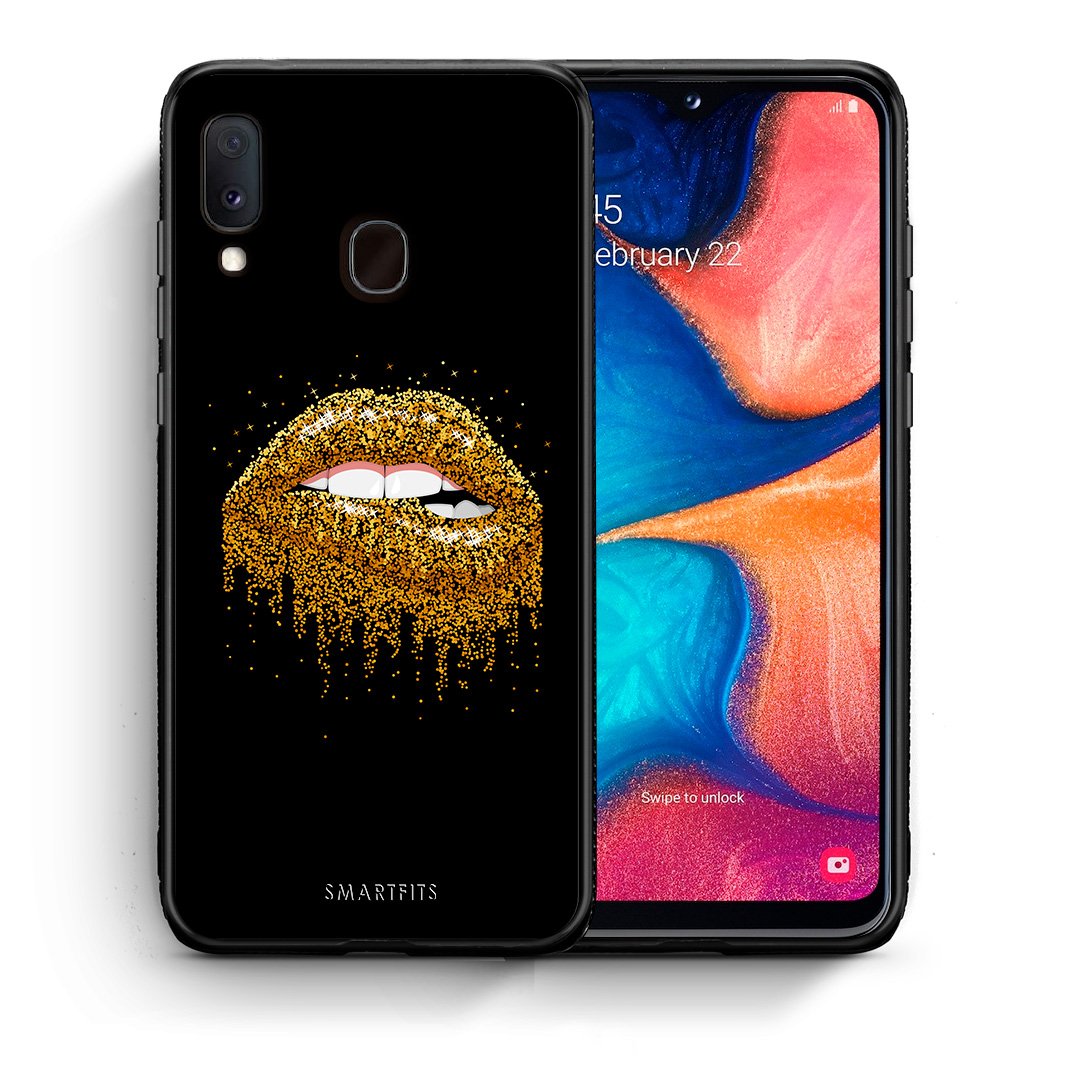 Θήκη Samsung A20e Golden Valentine από τη Smartfits με σχέδιο στο πίσω μέρος και μαύρο περίβλημα | Samsung A20e Golden Valentine case with colorful back and black bezels