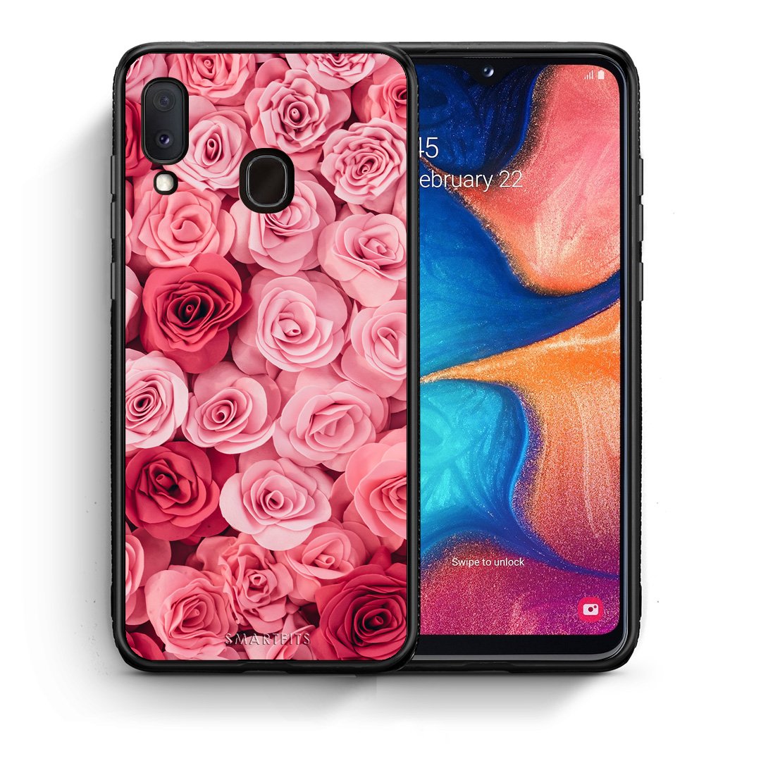 Θήκη Samsung Galaxy M20 RoseGarden Valentine από τη Smartfits με σχέδιο στο πίσω μέρος και μαύρο περίβλημα | Samsung Galaxy M20 RoseGarden Valentine case with colorful back and black bezels
