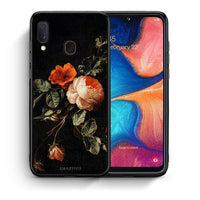 Thumbnail for Θήκη Samsung A20e Vintage Roses από τη Smartfits με σχέδιο στο πίσω μέρος και μαύρο περίβλημα | Samsung A20e Vintage Roses case with colorful back and black bezels