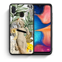 Thumbnail for Θήκη Samsung A20e Woman Statue από τη Smartfits με σχέδιο στο πίσω μέρος και μαύρο περίβλημα | Samsung A20e Woman Statue case with colorful back and black bezels