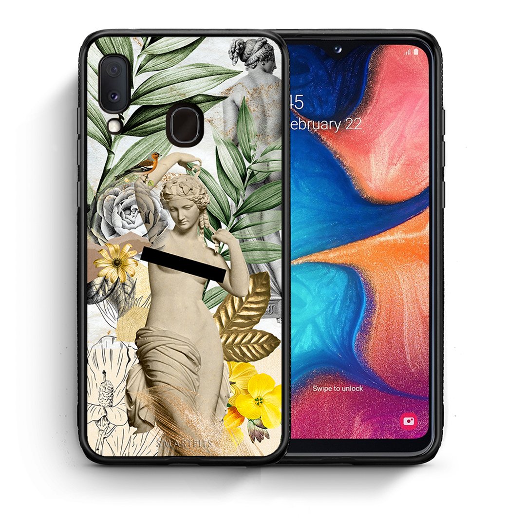 Θήκη Samsung Galaxy A30 Woman Statue από τη Smartfits με σχέδιο στο πίσω μέρος και μαύρο περίβλημα | Samsung Galaxy A30 Woman Statue case with colorful back and black bezels