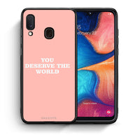 Thumbnail for Θήκη Αγίου Βαλεντίνου Samsung A20e You Deserve The World από τη Smartfits με σχέδιο στο πίσω μέρος και μαύρο περίβλημα | Samsung A20e You Deserve The World case with colorful back and black bezels