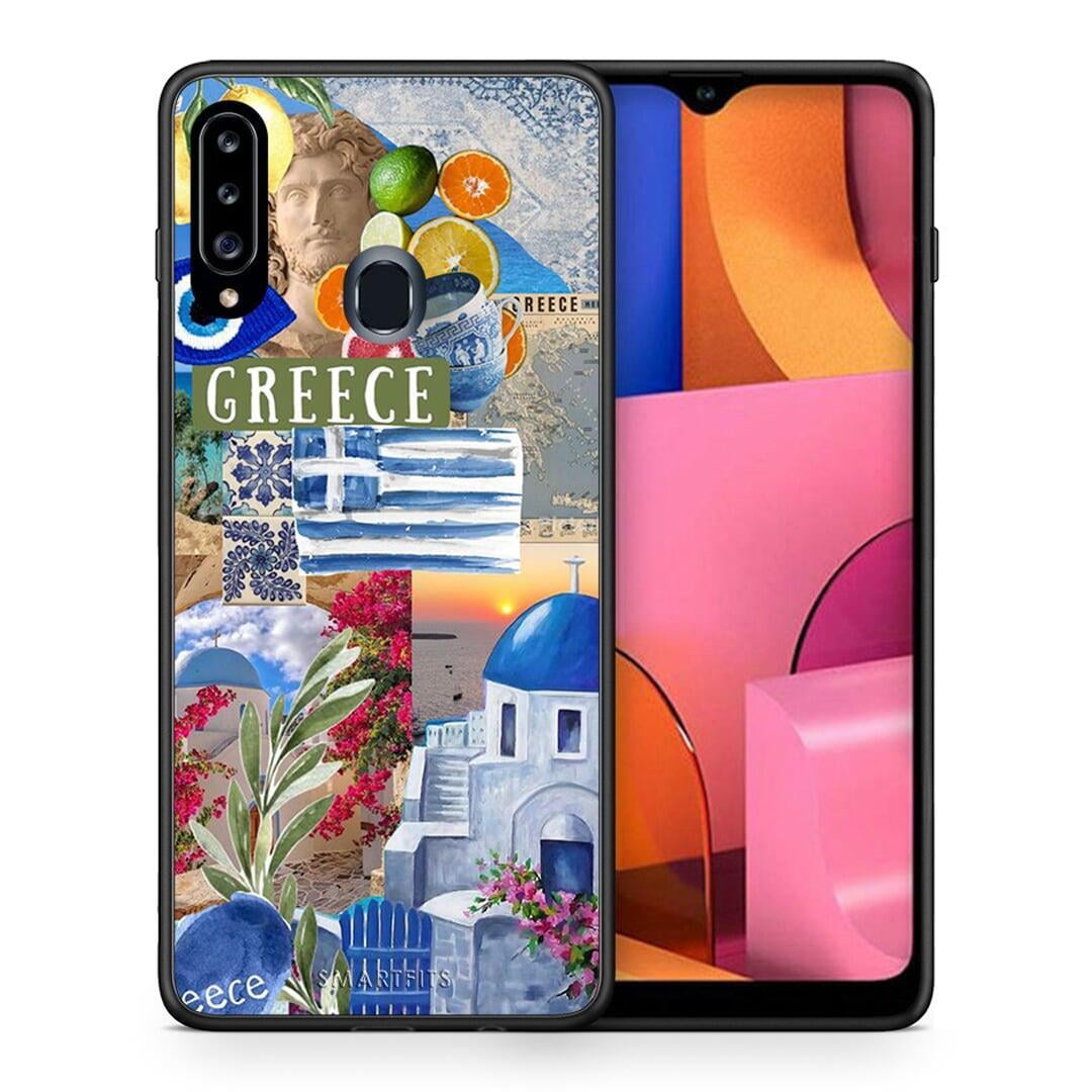 Θήκη Samsung Galaxy A20s All Greek από τη Smartfits με σχέδιο στο πίσω μέρος και μαύρο περίβλημα | Samsung Galaxy A20s All Greek case with colorful back and black bezels