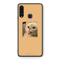 Thumbnail for Θήκη Samsung Galaxy A20s Cat Tongue από τη Smartfits με σχέδιο στο πίσω μέρος και μαύρο περίβλημα | Samsung Galaxy A20s Cat Tongue case with colorful back and black bezels