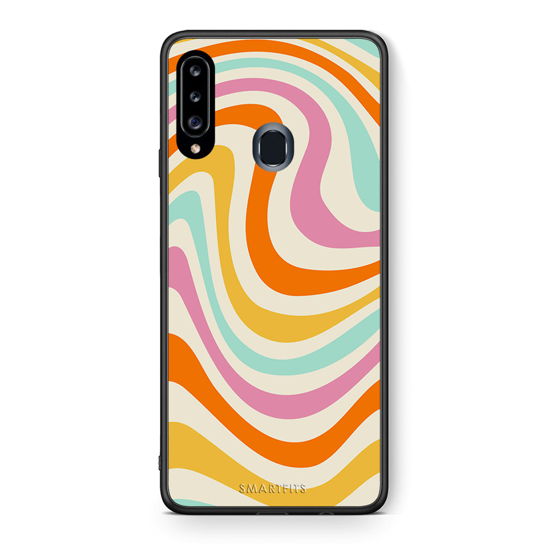 Θήκη Samsung Galaxy A20s Colourful Waves από τη Smartfits με σχέδιο στο πίσω μέρος και μαύρο περίβλημα | Samsung Galaxy A20s Colourful Waves case with colorful back and black bezels