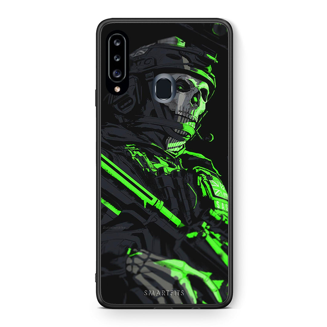 Θήκη Αγίου Βαλεντίνου Samsung Galaxy A20s Green Soldier από τη Smartfits με σχέδιο στο πίσω μέρος και μαύρο περίβλημα | Samsung Galaxy A20s Green Soldier case with colorful back and black bezels