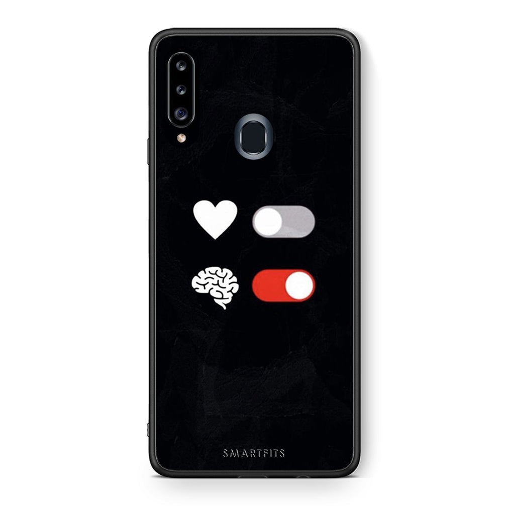 Θήκη Αγίου Βαλεντίνου Samsung Galaxy A20s Heart Vs Brain από τη Smartfits με σχέδιο στο πίσω μέρος και μαύρο περίβλημα | Samsung Galaxy A20s Heart Vs Brain case with colorful back and black bezels