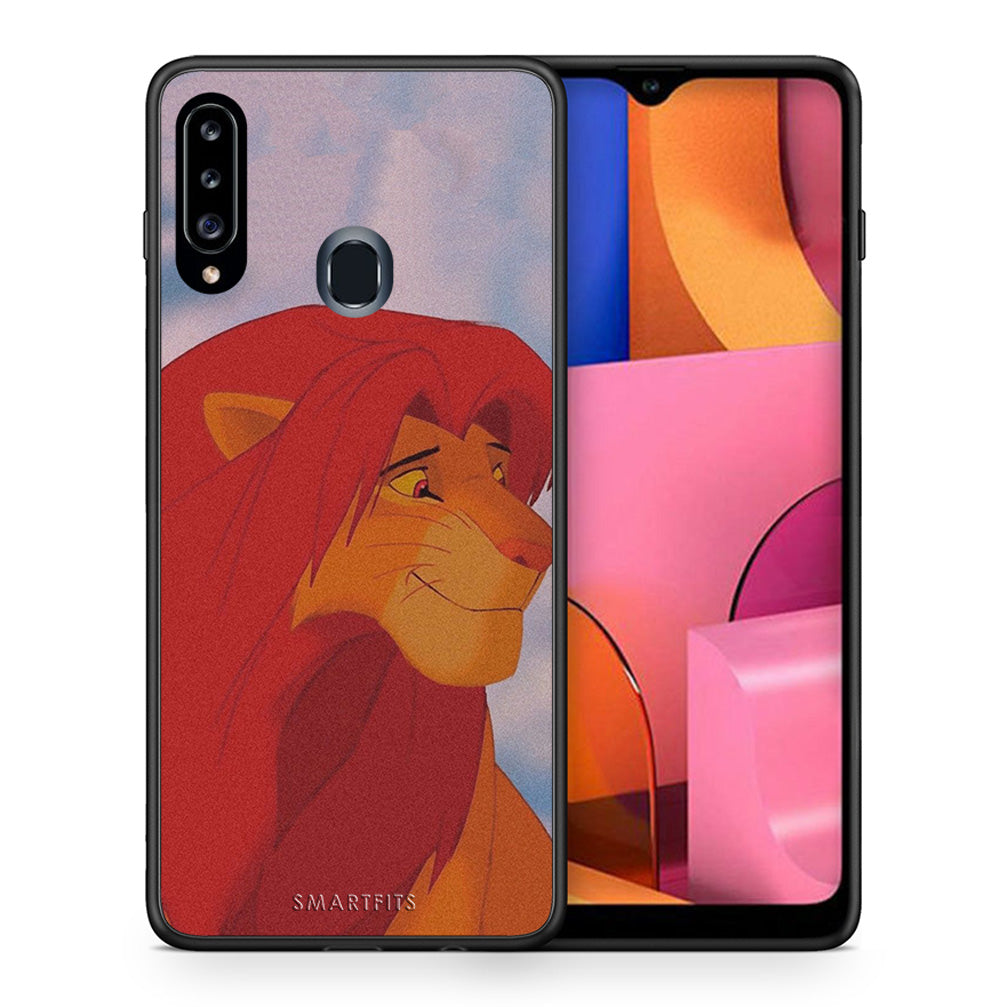 Θήκη Αγίου Βαλεντίνου Samsung Galaxy A20s Lion Love 1 από τη Smartfits με σχέδιο στο πίσω μέρος και μαύρο περίβλημα | Samsung Galaxy A20s Lion Love 1 case with colorful back and black bezels