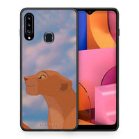 Thumbnail for Θήκη Αγίου Βαλεντίνου Samsung Galaxy A20s Lion Love 2 από τη Smartfits με σχέδιο στο πίσω μέρος και μαύρο περίβλημα | Samsung Galaxy A20s Lion Love 2 case with colorful back and black bezels