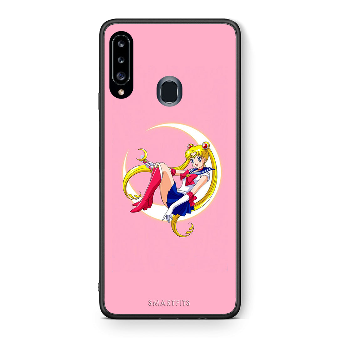 Θήκη Samsung Galaxy A20s Moon Girl από τη Smartfits με σχέδιο στο πίσω μέρος και μαύρο περίβλημα | Samsung Galaxy A20s Moon Girl case with colorful back and black bezels