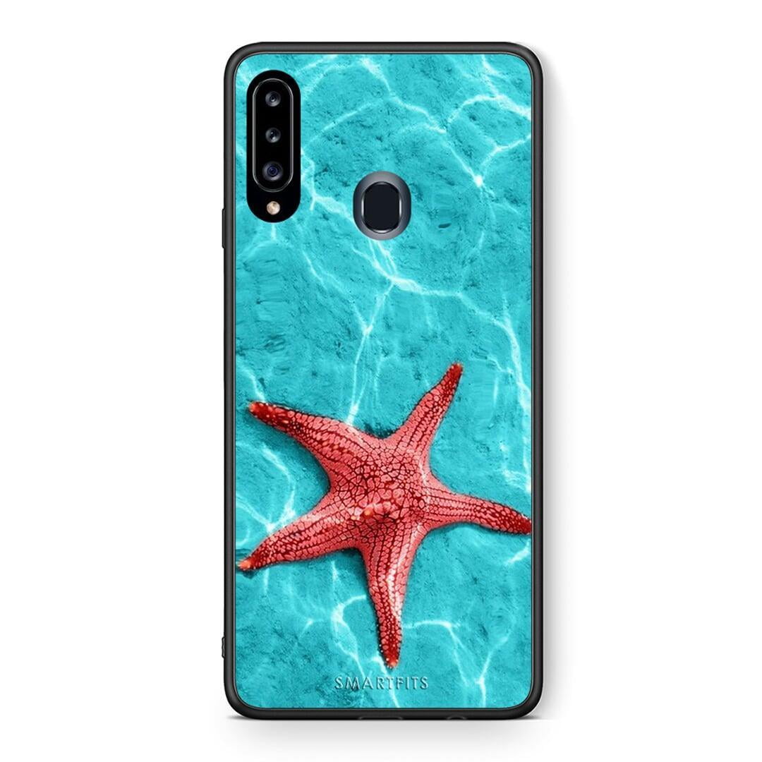 Θήκη Samsung Galaxy A20s Red Starfish από τη Smartfits με σχέδιο στο πίσω μέρος και μαύρο περίβλημα | Samsung Galaxy A20s Red Starfish case with colorful back and black bezels