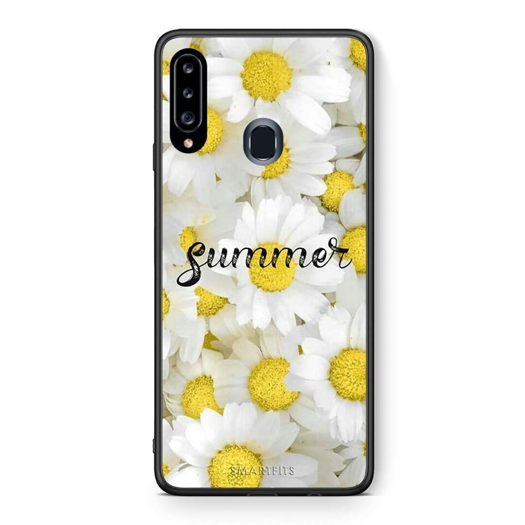 Θήκη Samsung Galaxy A20s Summer Daisies από τη Smartfits με σχέδιο στο πίσω μέρος και μαύρο περίβλημα | Samsung Galaxy A20s Summer Daisies case with colorful back and black bezels