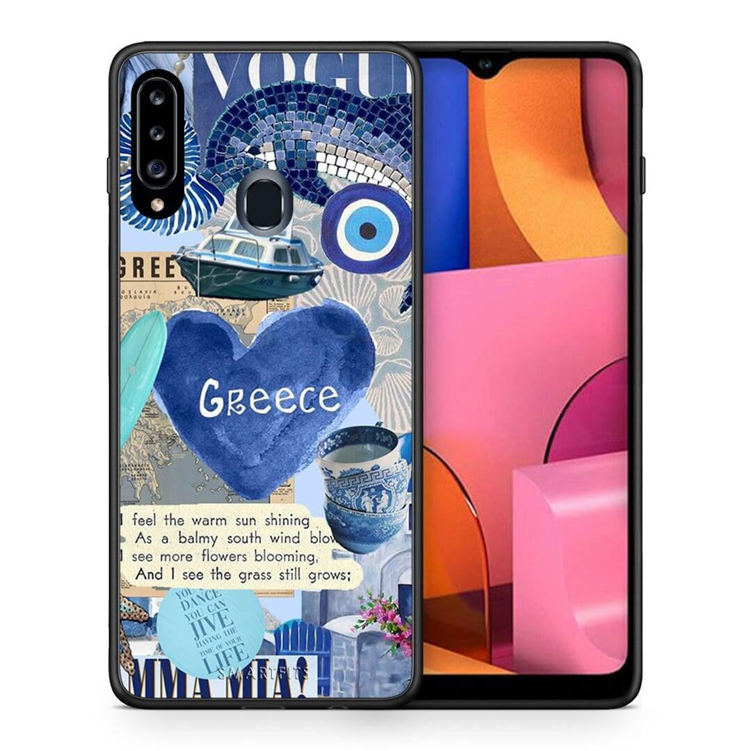 Θήκη Samsung Galaxy A20s Summer In Greece από τη Smartfits με σχέδιο στο πίσω μέρος και μαύρο περίβλημα | Samsung Galaxy A20s Summer In Greece case with colorful back and black bezels