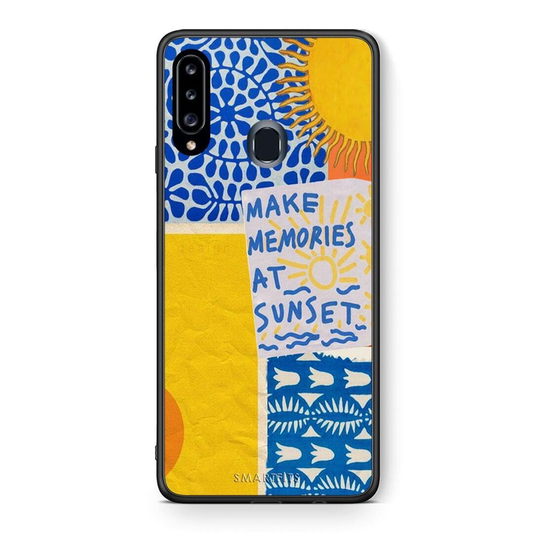 Θήκη Samsung Galaxy A20s Sunset Memories από τη Smartfits με σχέδιο στο πίσω μέρος και μαύρο περίβλημα | Samsung Galaxy A20s Sunset Memories case with colorful back and black bezels