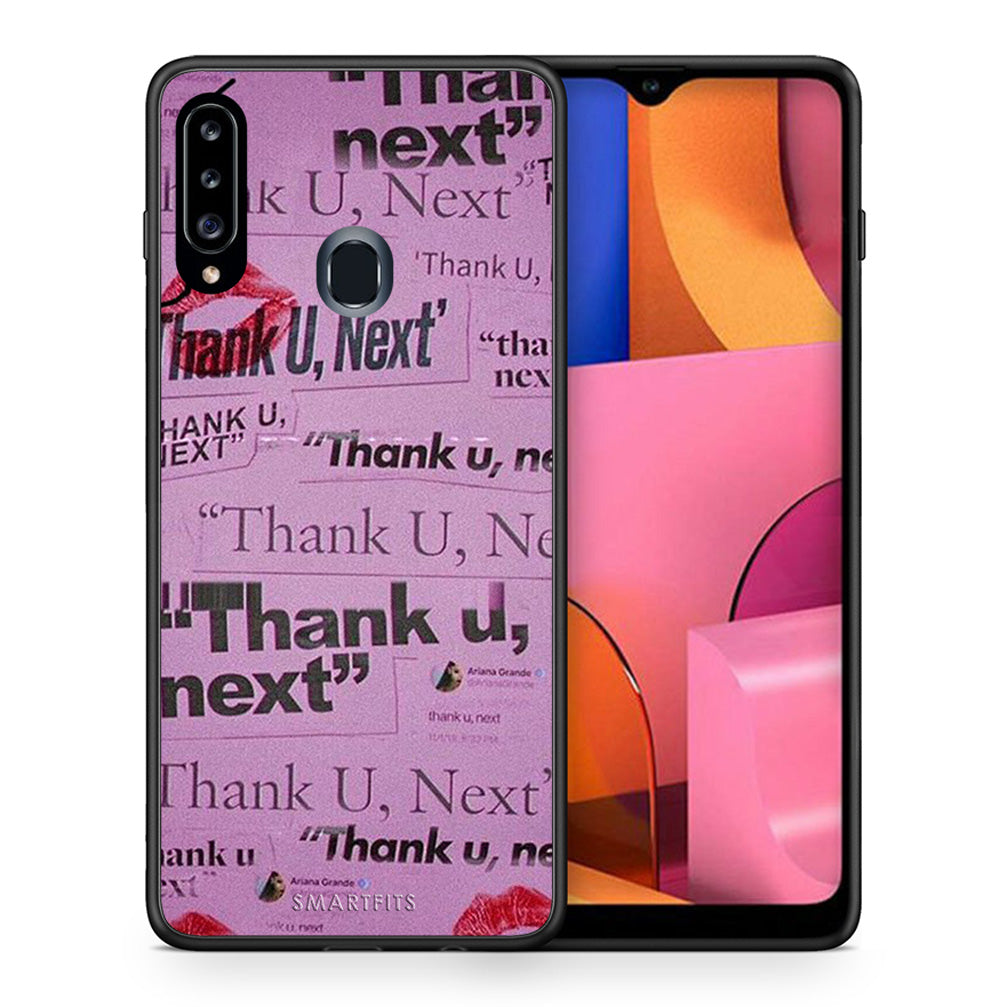 Θήκη Αγίου Βαλεντίνου Samsung Galaxy A20s Thank You Next από τη Smartfits με σχέδιο στο πίσω μέρος και μαύρο περίβλημα | Samsung Galaxy A20s Thank You Next case with colorful back and black bezels