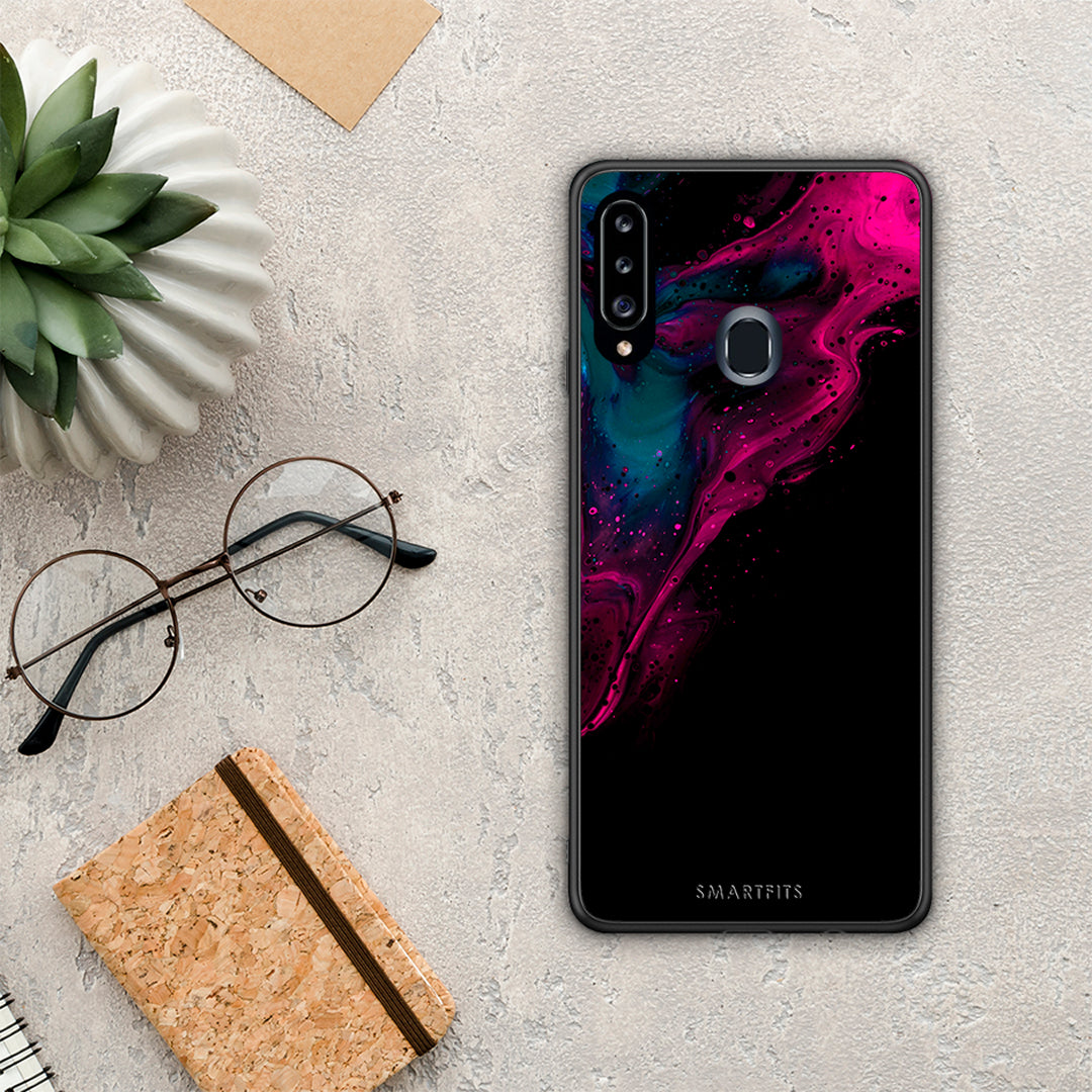 Watercolor Pink Black - Samsung Galaxy A20s case