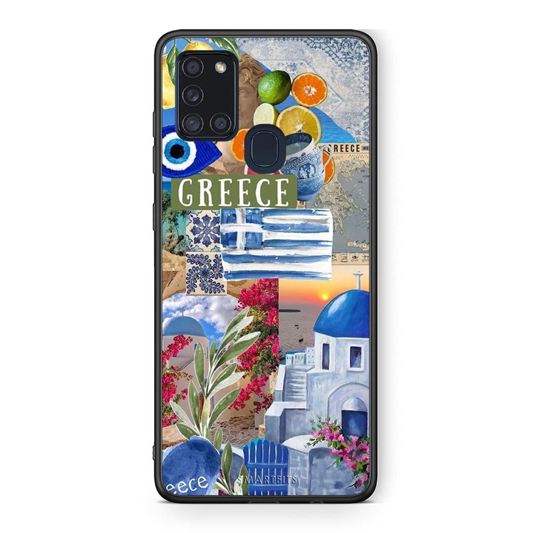 Samsung A21s All Greek Θήκη από τη Smartfits με σχέδιο στο πίσω μέρος και μαύρο περίβλημα | Smartphone case with colorful back and black bezels by Smartfits