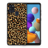 Thumbnail for Θήκη Samsung A21s Leopard Animal από τη Smartfits με σχέδιο στο πίσω μέρος και μαύρο περίβλημα | Samsung A21s Leopard Animal case with colorful back and black bezels
