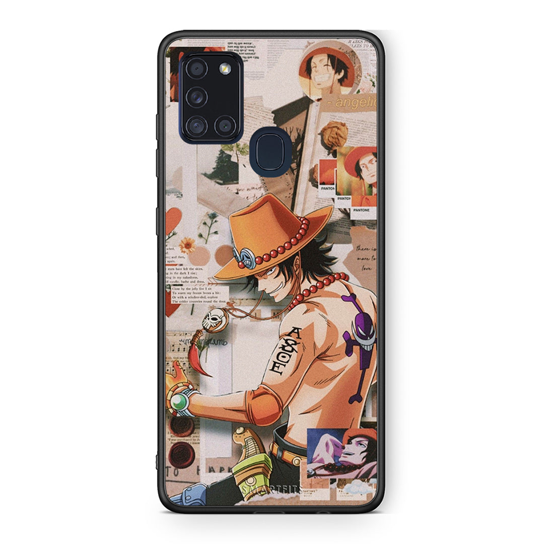 Samsung A21s Anime Collage θήκη από τη Smartfits με σχέδιο στο πίσω μέρος και μαύρο περίβλημα | Smartphone case with colorful back and black bezels by Smartfits