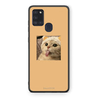 Thumbnail for Samsung A21s Cat Tongue θήκη από τη Smartfits με σχέδιο στο πίσω μέρος και μαύρο περίβλημα | Smartphone case with colorful back and black bezels by Smartfits