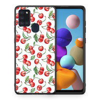 Thumbnail for Θήκη Samsung A21s Cherry Summer από τη Smartfits με σχέδιο στο πίσω μέρος και μαύρο περίβλημα | Samsung A21s Cherry Summer case with colorful back and black bezels