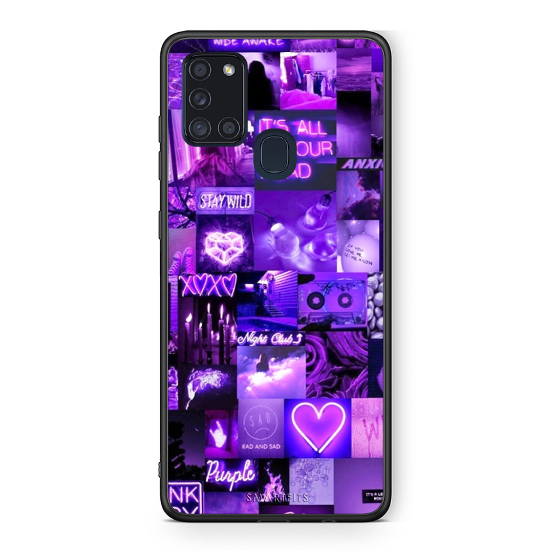 Samsung A21s Collage Stay Wild Θήκη Αγίου Βαλεντίνου από τη Smartfits με σχέδιο στο πίσω μέρος και μαύρο περίβλημα | Smartphone case with colorful back and black bezels by Smartfits