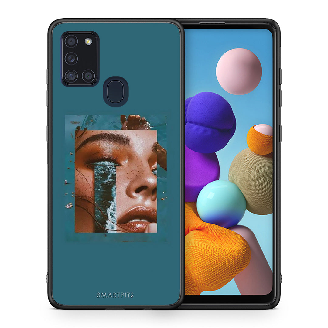 Θήκη Samsung A21s Cry An Ocean από τη Smartfits με σχέδιο στο πίσω μέρος και μαύρο περίβλημα | Samsung A21s Cry An Ocean case with colorful back and black bezels