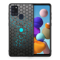 Thumbnail for Θήκη Samsung A21s Hexagonal Geometric από τη Smartfits με σχέδιο στο πίσω μέρος και μαύρο περίβλημα | Samsung A21s Hexagonal Geometric case with colorful back and black bezels