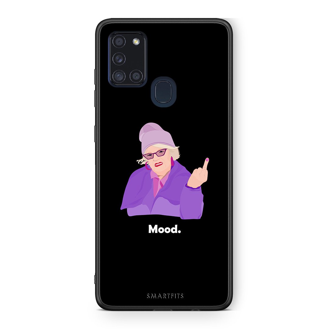 Samsung A21s Grandma Mood Black θήκη από τη Smartfits με σχέδιο στο πίσω μέρος και μαύρο περίβλημα | Smartphone case with colorful back and black bezels by Smartfits