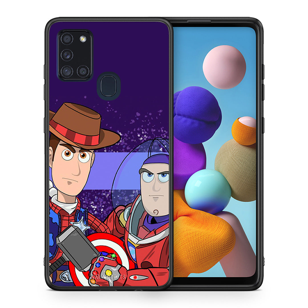 Θήκη Samsung A21s Infinity Story από τη Smartfits με σχέδιο στο πίσω μέρος και μαύρο περίβλημα | Samsung A21s Infinity Story case with colorful back and black bezels