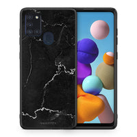 Thumbnail for Θήκη Samsung A21s Marble Black από τη Smartfits με σχέδιο στο πίσω μέρος και μαύρο περίβλημα | Samsung A21s Marble Black case with colorful back and black bezels