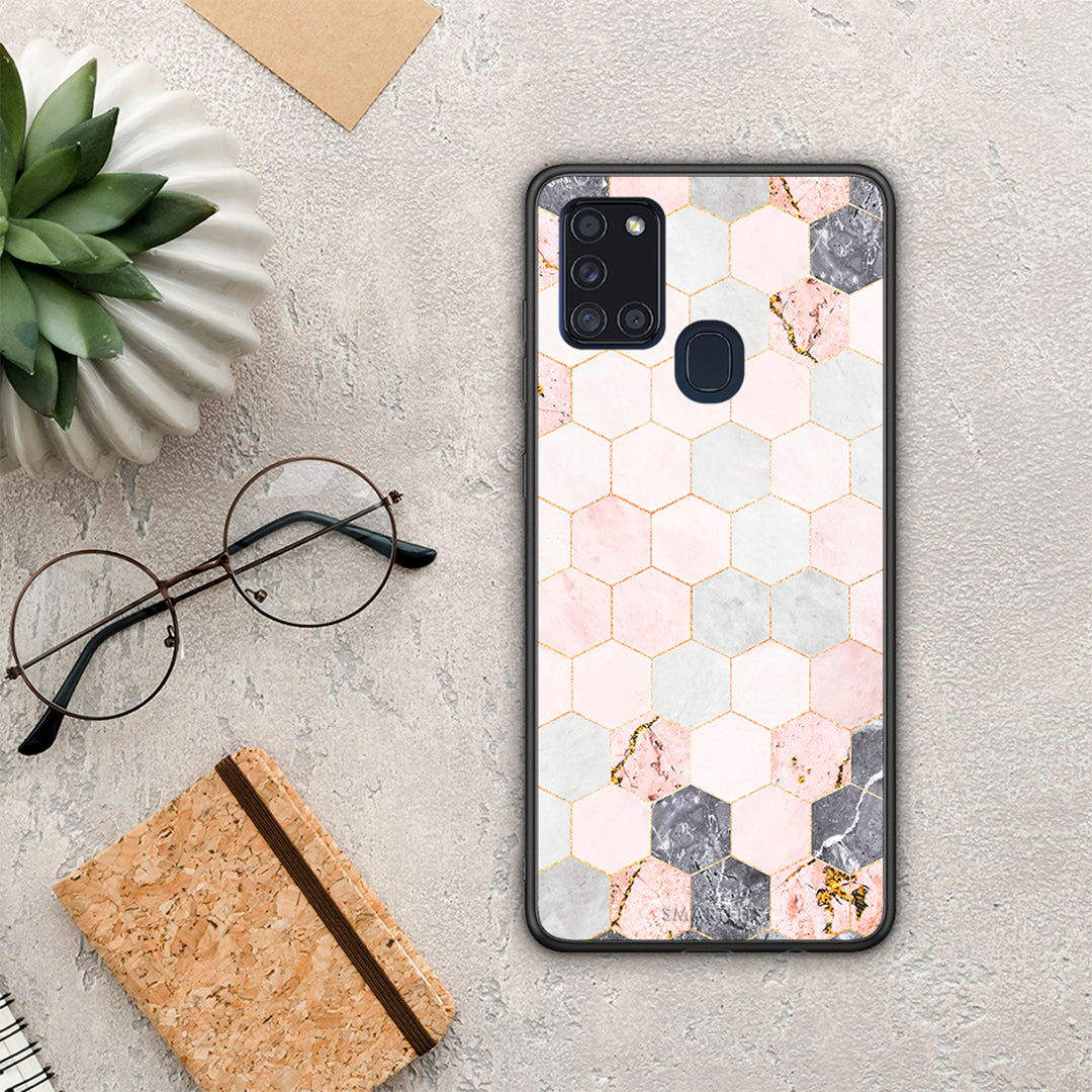 Marble Hexagon Pink - Samsung Galaxy A21S case