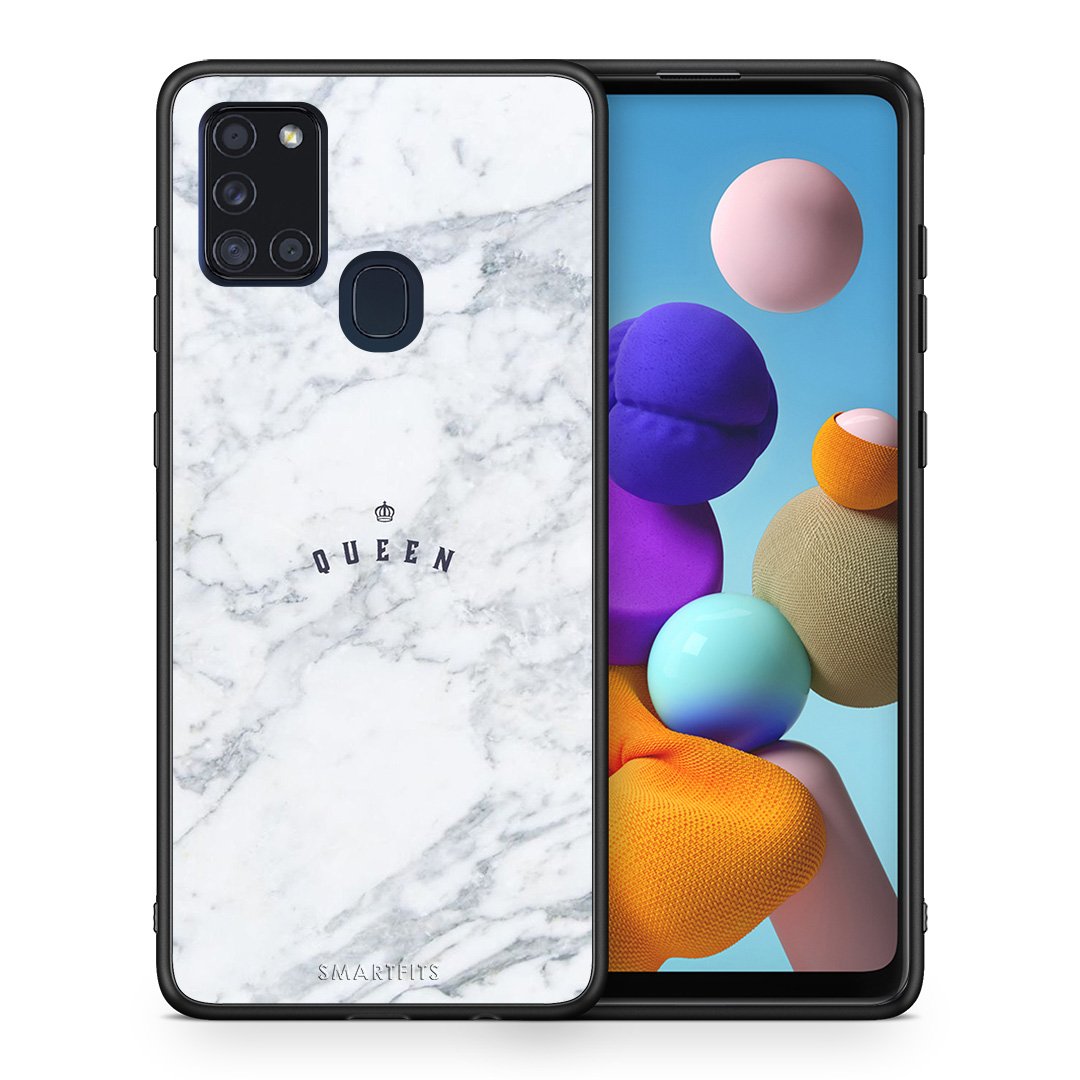 Θήκη Samsung A21s Queen Marble από τη Smartfits με σχέδιο στο πίσω μέρος και μαύρο περίβλημα | Samsung A21s Queen Marble case with colorful back and black bezels